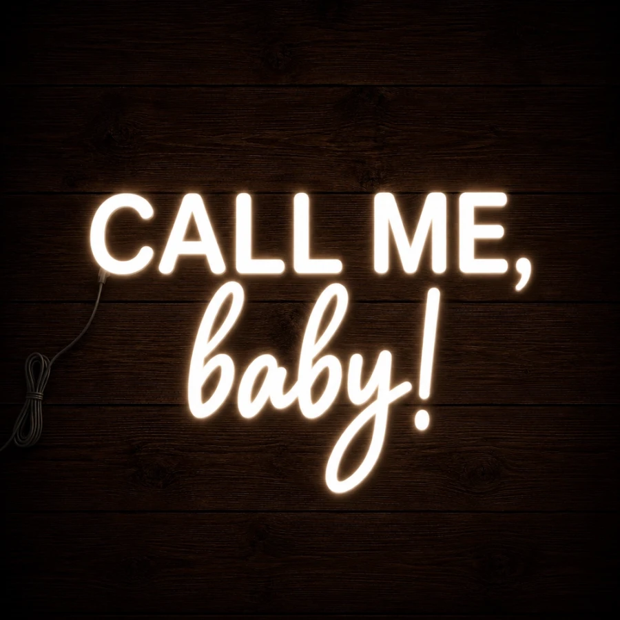 Napis led - CALL ME baby!, dekoracja neon