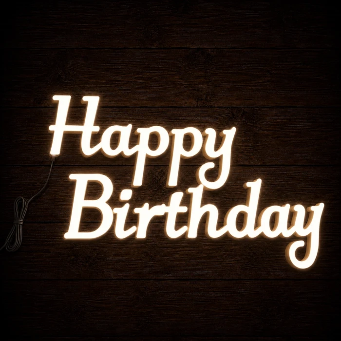 Napis led - Happy Birthday - wariant 2, neon dekoracja na urodziny