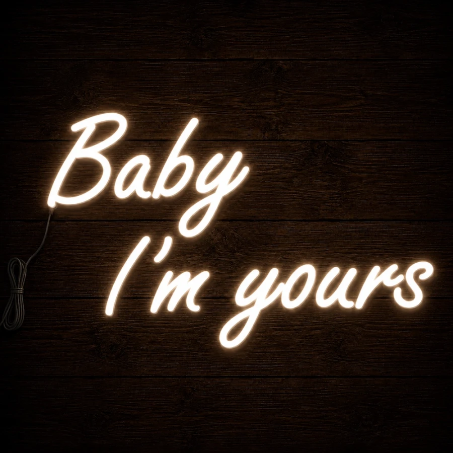 Napis led - Baby I'm yours, neon dekoracja