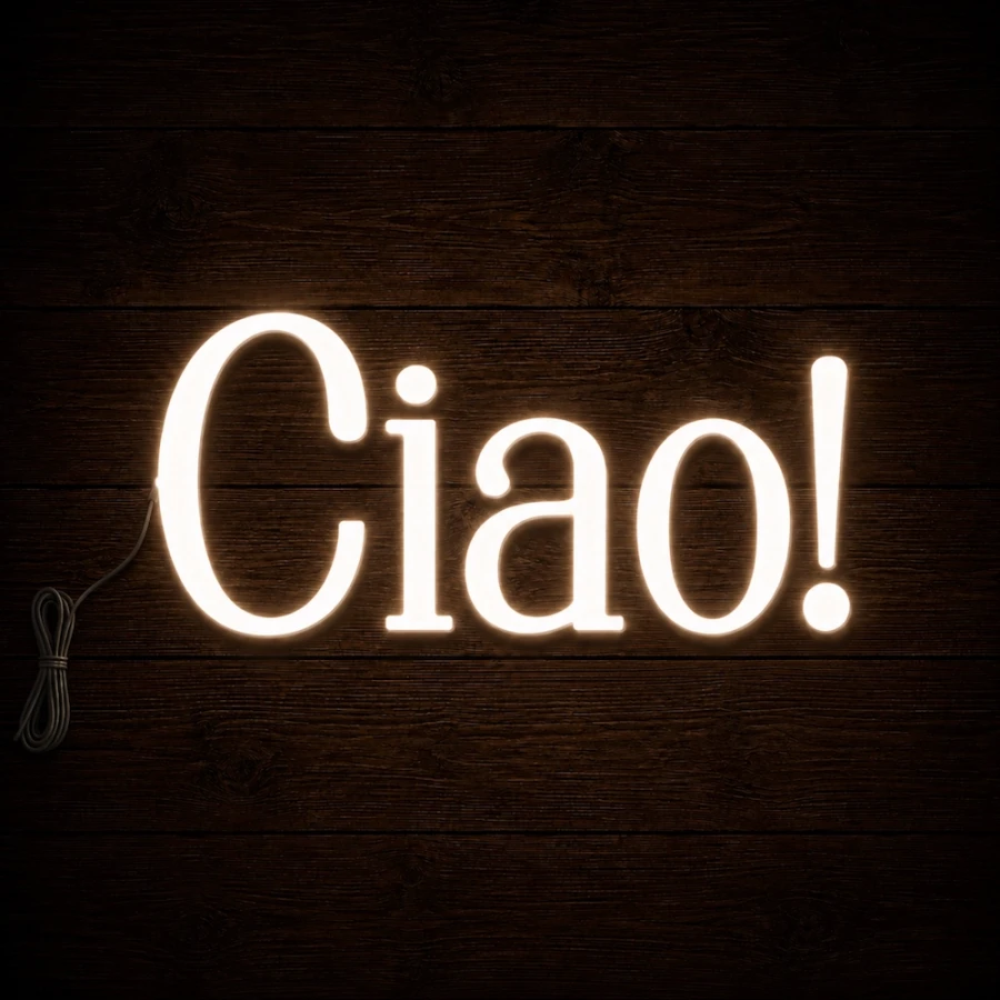 Napis led - Ciao!, neon dekoracja włoska