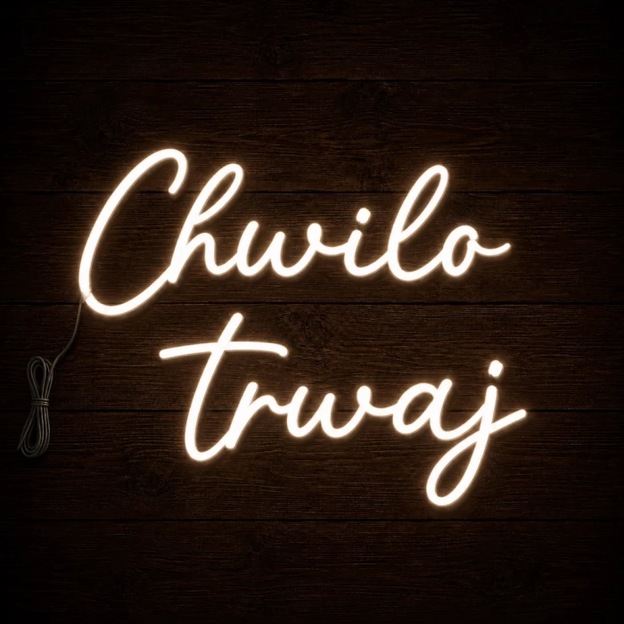 Napis led - Chwilo trwaj, neon dekoracja impreza