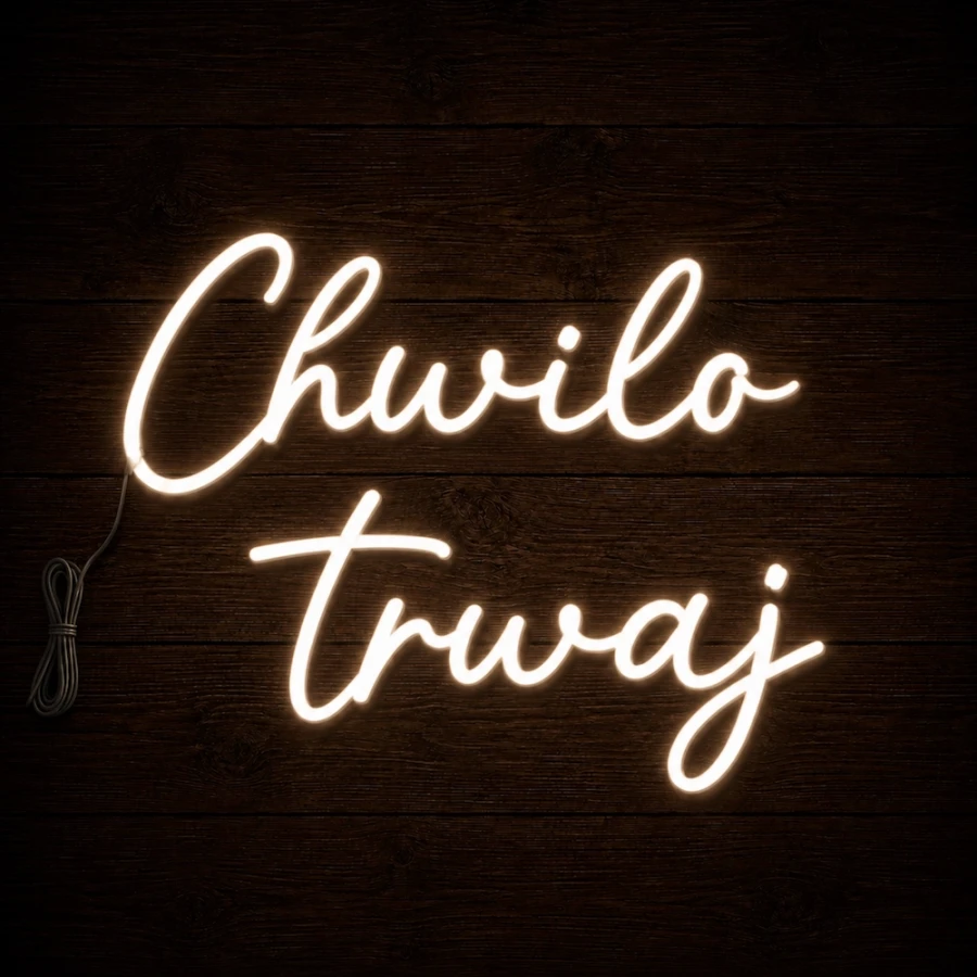 Napis led - Chwilo trwaj, neon dekoracja impreza