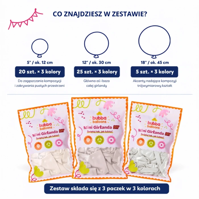 Girlanda balonowa kremowo - biała.webp