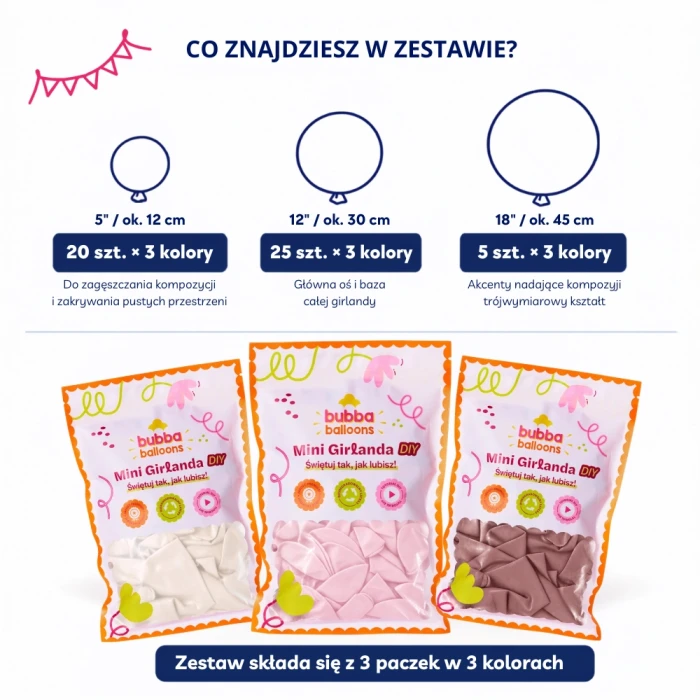 Girlanda balonowa - różowo - kremowa.webp