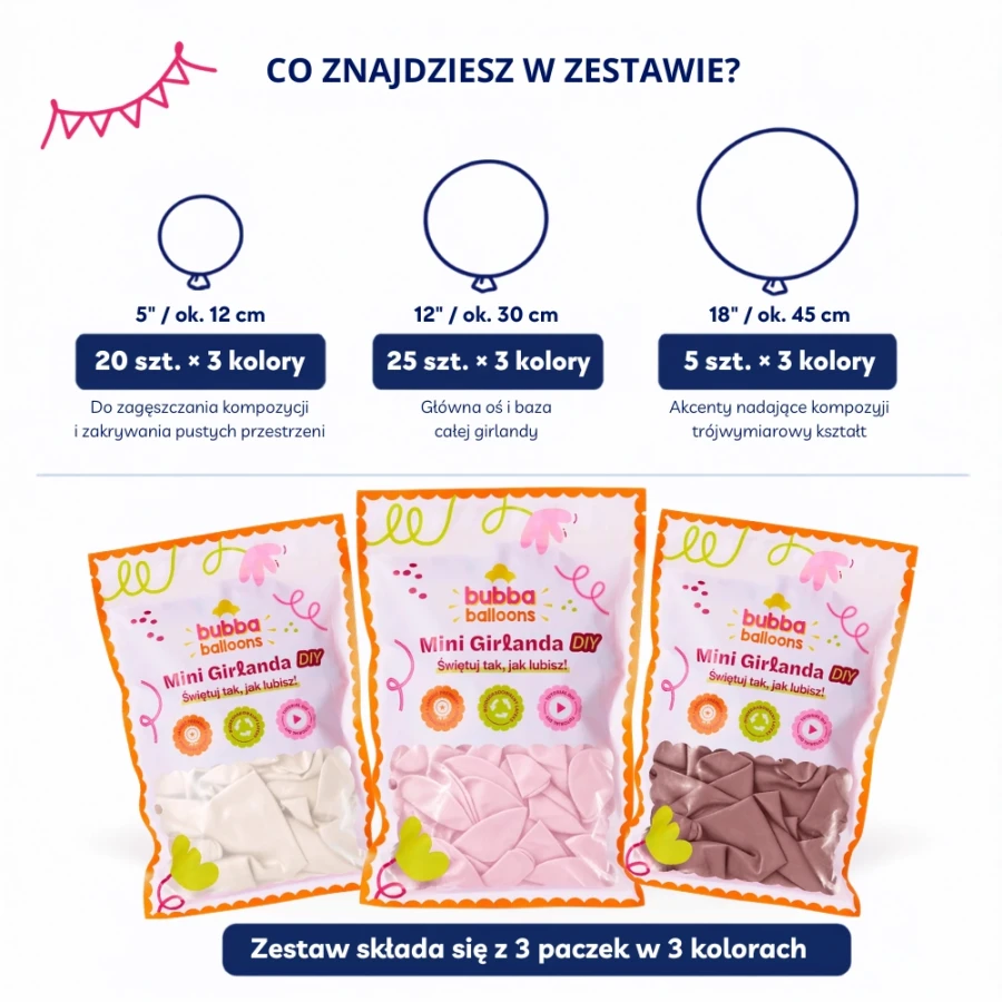 Girlanda balonowa - różowo - kremowa.webp