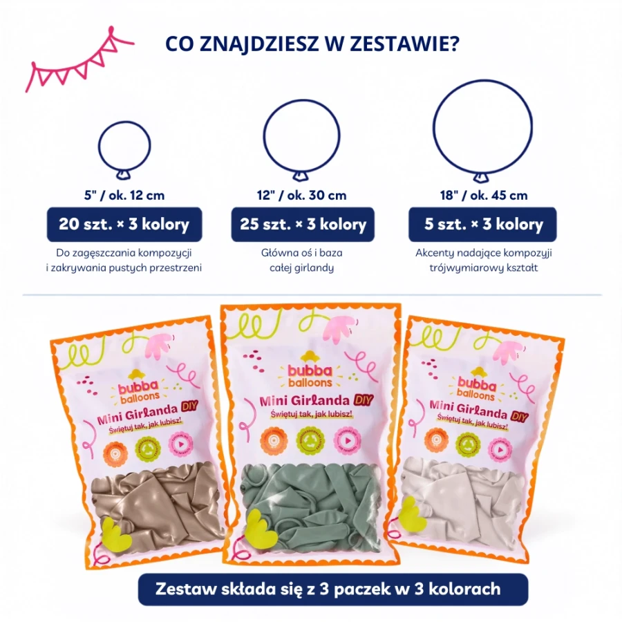 Girlanda balonowa - szałwiowo-złota.webp