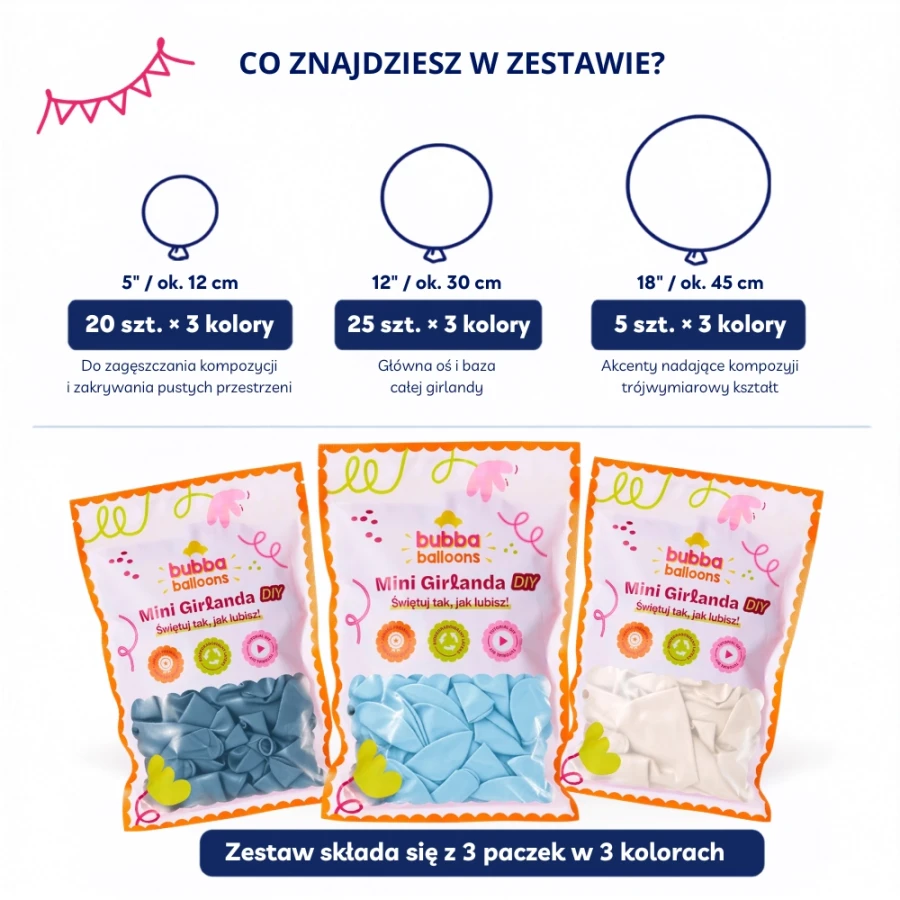 Girlanda balonowa - niebiesko - kremowa.webp